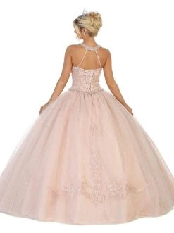 May Queen - LK128 Embellished Halter Basque Quinceanera Formal Gowns
