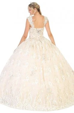 May Queen - LK131 Embroidered V-neck Ballgown Formal Gowns