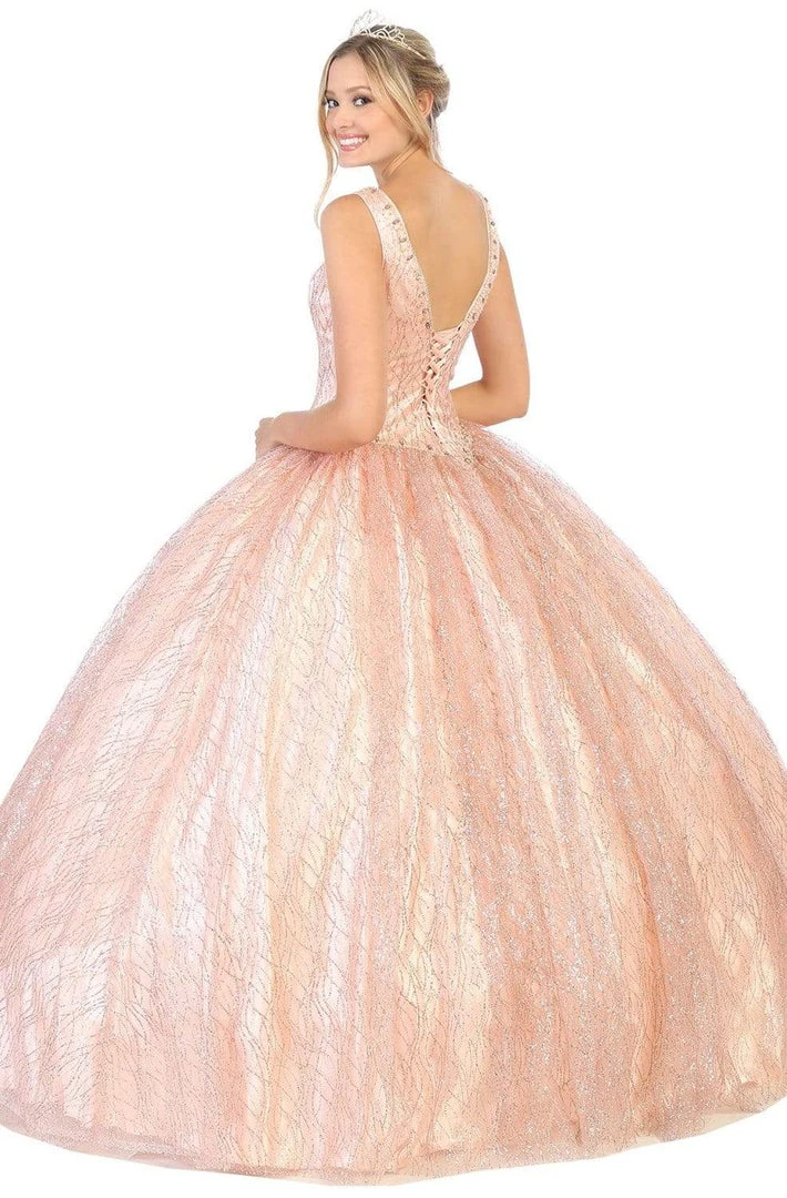 Formal Gowns May Queen - LK134 Embellished V-neck Ballgown 4 Formal Gowns May Queen - LK134 Embellished V-neck Ballgown
