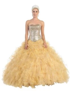 May Queen - LK41 Strapless Semi-Sweetheart Evening Gown