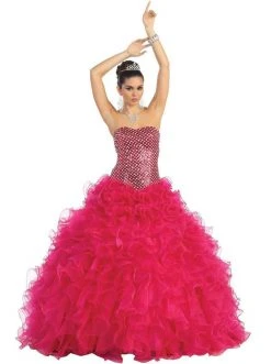 May Queen - LK41 Strapless Semi-Sweetheart Evening Gown