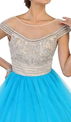 May Queen - LK87 Cap Sleeve Crystal Embellished Quinceanera Ballgown