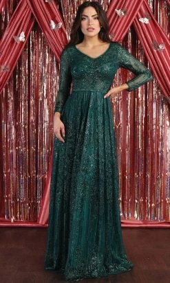 May Queen - Long Sleeve A-Line Formal Dress RQ7920 - 1 Pc Hunter Green In Size 16 Available
