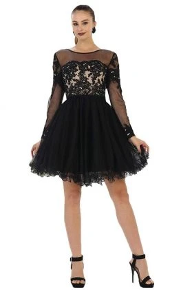 Cocktail Dresses May Queen - Long Sleeved Lace Party Dress