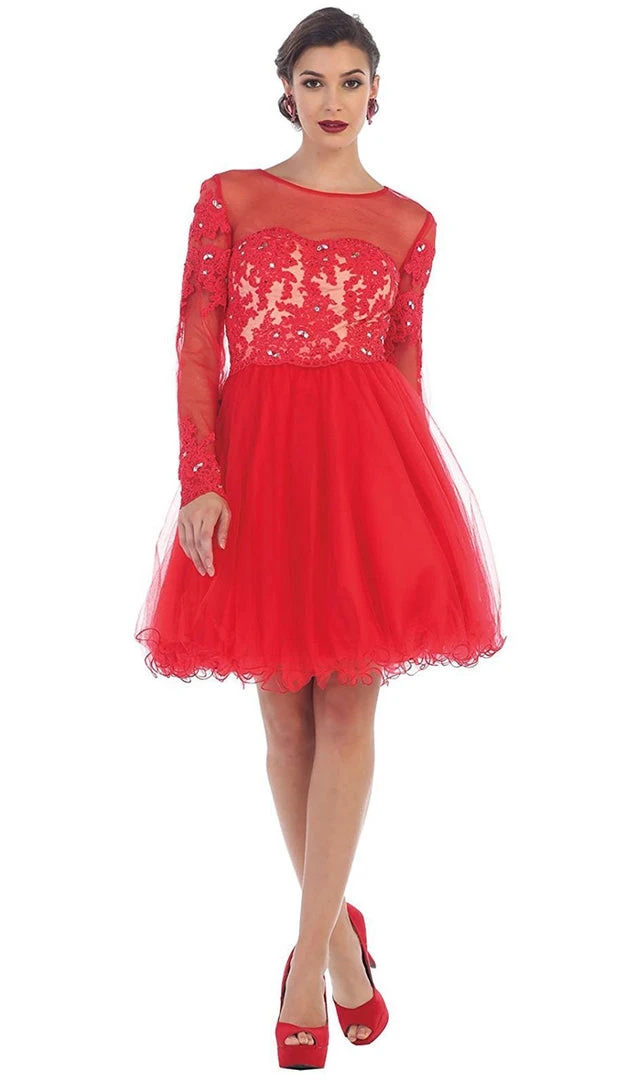 Cocktail Dresses May Queen - Long Sleeved Lace Party Dress 8 Cocktail Dresses May Queen - Long Sleeved Lace Party Dress