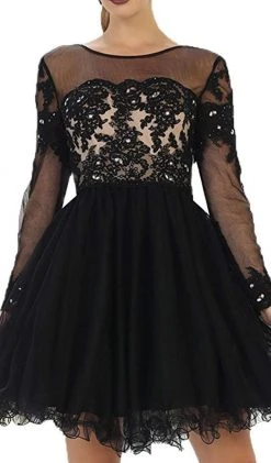 Cocktail Dresses May Queen - Long Sleeved Lace Party Dress 12 Cocktail Dresses May Queen - Long Sleeved Lace Party Dress