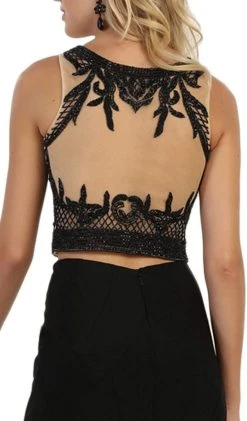 May Queen - Mesh Beaded Sleeveless Two-Piece Sheath Evening Gown Formal Gowns