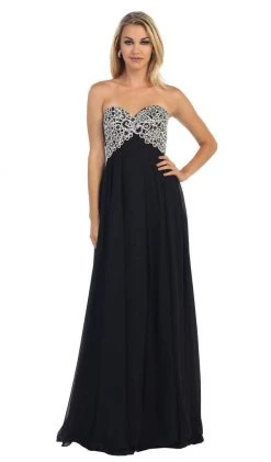 May Queen - Metallic Ornate Lace Up A-Line Evening Gown 15 May Queen - Metallic Ornate Lace Up A-Line Evening Gown