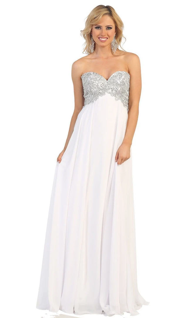 May Queen - Metallic Ornate Lace Up A-Line Evening Gown 10 May Queen - Metallic Ornate Lace Up A-Line Evening Gown