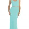 May Queen - MQ-1255 Bejeweled Sheer Sheath Evening Dress Formal Gowns