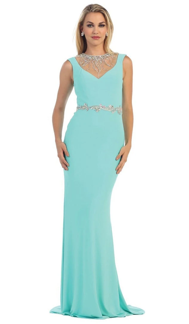 May Queen - MQ-1255 Bejeweled Sheer Sheath Evening Dress Formal Gowns 3 May Queen - MQ-1255 Bejeweled Sheer Sheath Evening Dress Formal Gowns