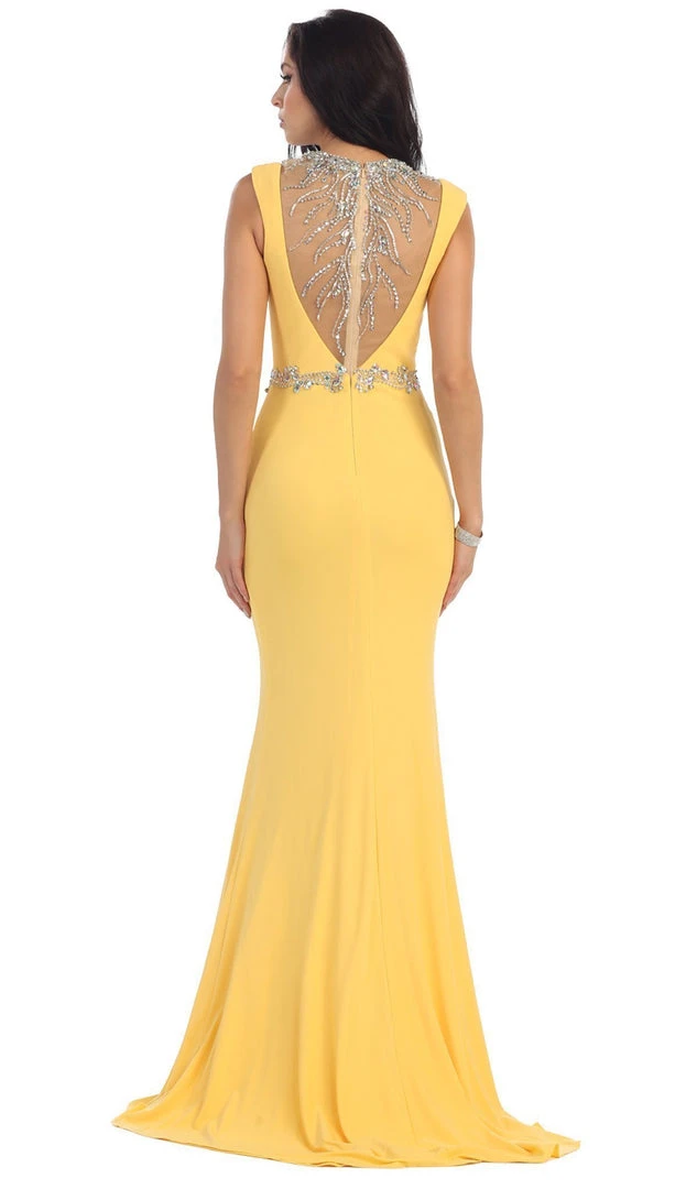 May Queen - MQ-1255 Bejeweled Sheer Sheath Evening Dress Formal Gowns 7 May Queen - MQ-1255 Bejeweled Sheer Sheath Evening Dress Formal Gowns