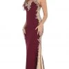 May Queen - MQ-1297 Gilt Lace Ornate Trumpet High Slit Prom Gown 1 May Queen - MQ-1297 Gilt Lace Ornate Trumpet High Slit Prom Gown