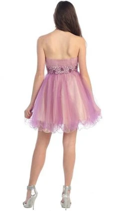 May Queen - MQ 698 Bejeweled Modified Straight A-line Cocktail Dress Cocktail Dresses