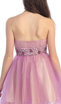 May Queen - MQ 698 Bejeweled Modified Straight A-line Cocktail Dress Cocktail Dresses