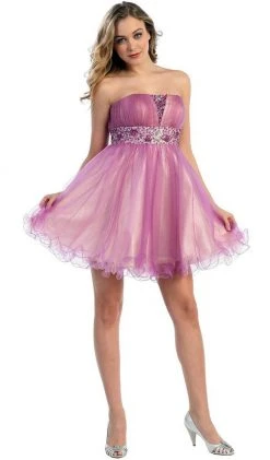 May Queen - MQ 698 Bejeweled Modified Straight A-line Cocktail Dress Cocktail Dresses