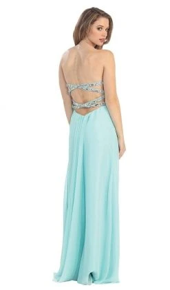 May Queen - MQ1026 Rhinestone-Encrusted Sweetheart Empire Chiffon Evening Dress Formal Gowns