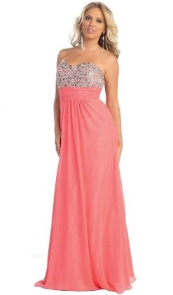 May Queen - MQ1026 Rhinestone-Encrusted Sweetheart Empire Chiffon Evening Dress Formal Gowns