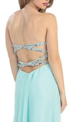 May Queen - MQ1026 Rhinestone-Encrusted Sweetheart Empire Chiffon Evening Dress Formal Gowns