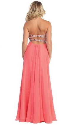 May Queen - MQ1026 Rhinestone-Encrusted Sweetheart Empire Chiffon Evening Dress Formal Gowns