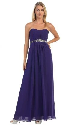 Formal Gowns May Queen - MQ1036B Strapless Pleated Bodice A-Line Long Formal Dress