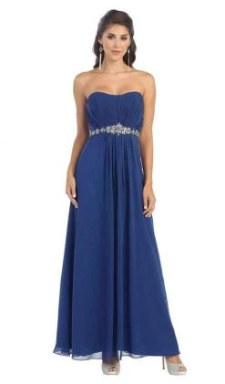 Formal Gowns May Queen - MQ1036B Strapless Pleated Bodice A-Line Long Formal Dress