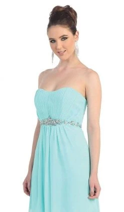 Formal Gowns May Queen - MQ1036B Strapless Pleated Bodice A-Line Long Formal Dress