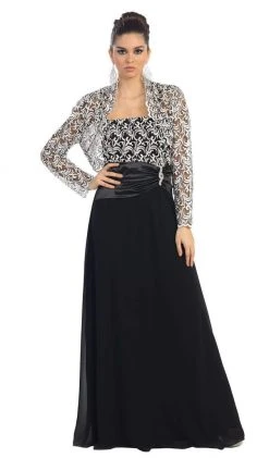 Formal Gowns May Queen - MQ1059 Hand Beaded Lace Mother Of The Bride Gown With Matching Jacket