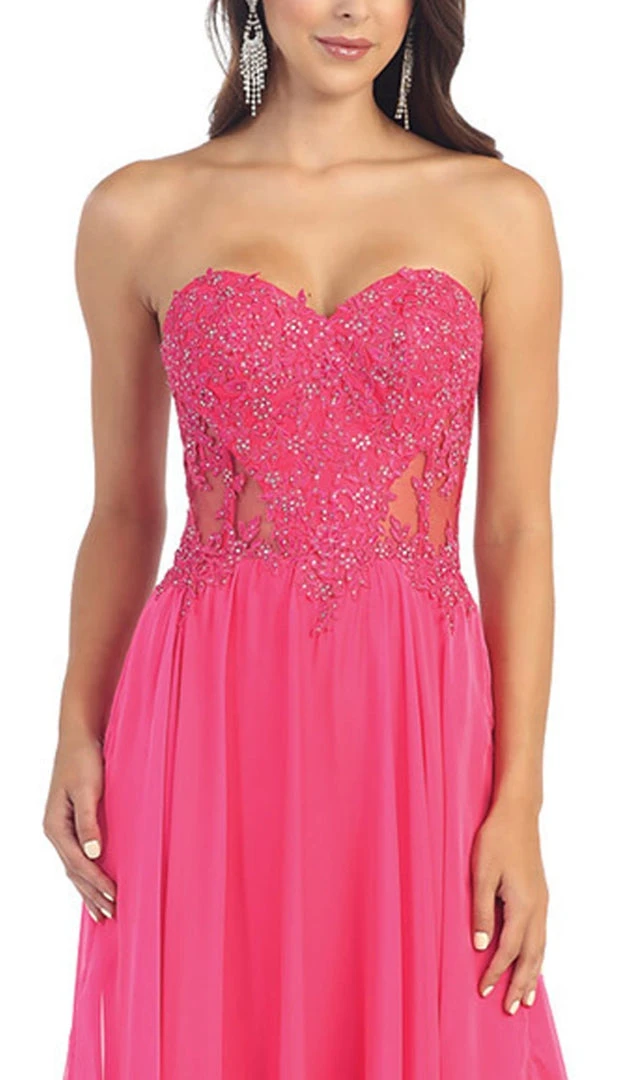 May Queen - MQ1117 Illusion Paneled Strapless A-line Prom Dress Formal Gowns 4 May Queen - MQ1117 Illusion Paneled Strapless A-line Prom Dress Formal Gowns