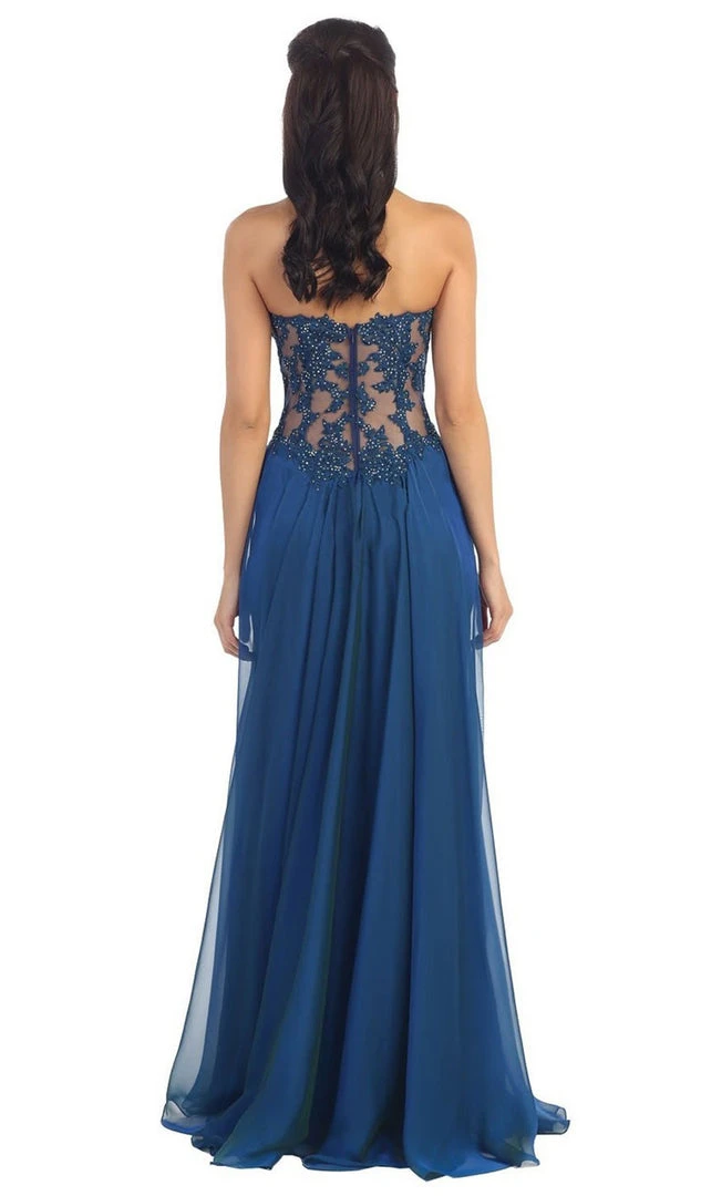 May Queen - MQ1117 Illusion Paneled Strapless A-line Prom Dress Formal Gowns 6 May Queen - MQ1117 Illusion Paneled Strapless A-line Prom Dress Formal Gowns