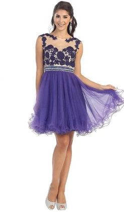 Cocktail Dresses May Queen - MQ1141 Astonishing Embroidered Bateau Illusion A-Line Cocktail Dress 9 Cocktail Dresses May Queen - MQ1141 Astonishing Embroidered Bateau Illusion A-Line Cocktail Dress