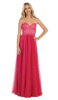 May Queen - MQ1201 Glistening Strapless Prom Dress With Long Tulle Skirt Formal Gowns 10 May Queen - MQ1201 Glistening Strapless Prom Dress With Long Tulle Skirt Formal Gowns