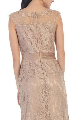 May Queen - MQ1237 Charming Cap Sleeved Bateau Neck Long Formal Dress