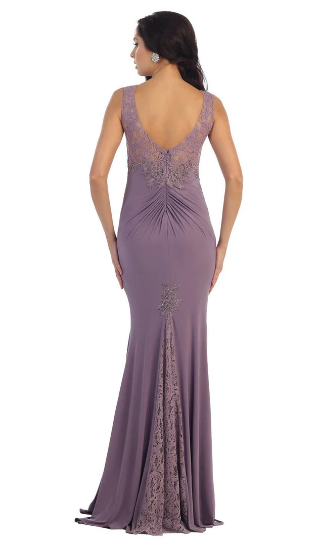 May Queen - MQ1250 Embroidered Sleeveless Bateau Neck Evening Dress Formal Gowns 10 May Queen - MQ1250 Embroidered Sleeveless Bateau Neck Evening Dress Formal Gowns