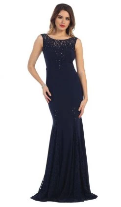 May Queen - MQ1250 Embroidered Sleeveless Bateau Neck Evening Dress Formal Gowns