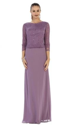 May Queen - MQ1279 Exquisite Lace Quarter Sleeve Long Evening Gown Formal Gowns