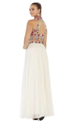 Formal Gowns May Queen - MQ1421 Multi-Floral Embroidered Bodice Two Piece Long Evening Dress