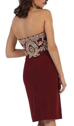 May Queen - MQ1439 Metallic Lace Ornate Strapless Short Formal Dress Cocktail Dresses 15 May Queen - MQ1439 Metallic Lace Ornate Strapless Short Formal Dress Cocktail Dresses