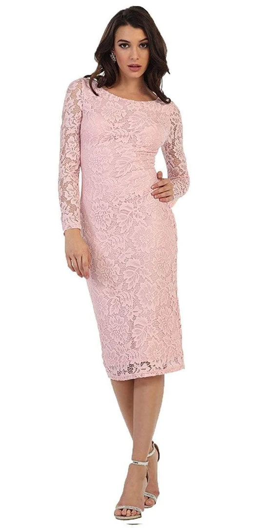 May Queen - MQ1441 Lace Long Sleeve Bateau Sheath Cocktail Dress Cocktail Dresses 7 May Queen - MQ1441 Lace Long Sleeve Bateau Sheath Cocktail Dress Cocktail Dresses