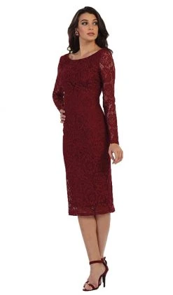 May Queen - MQ1441 Lace Long Sleeve Bateau Sheath Cocktail Dress Cocktail Dresses 15 May Queen - MQ1441 Lace Long Sleeve Bateau Sheath Cocktail Dress Cocktail Dresses