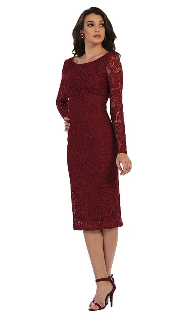 May Queen - MQ1441 Lace Long Sleeve Bateau Sheath Cocktail Dress Cocktail Dresses 9 May Queen - MQ1441 Lace Long Sleeve Bateau Sheath Cocktail Dress Cocktail Dresses