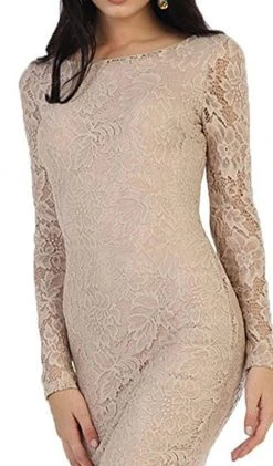 May Queen - MQ1441 Lace Long Sleeve Bateau Sheath Cocktail Dress Cocktail Dresses 10 May Queen - MQ1441 Lace Long Sleeve Bateau Sheath Cocktail Dress Cocktail Dresses