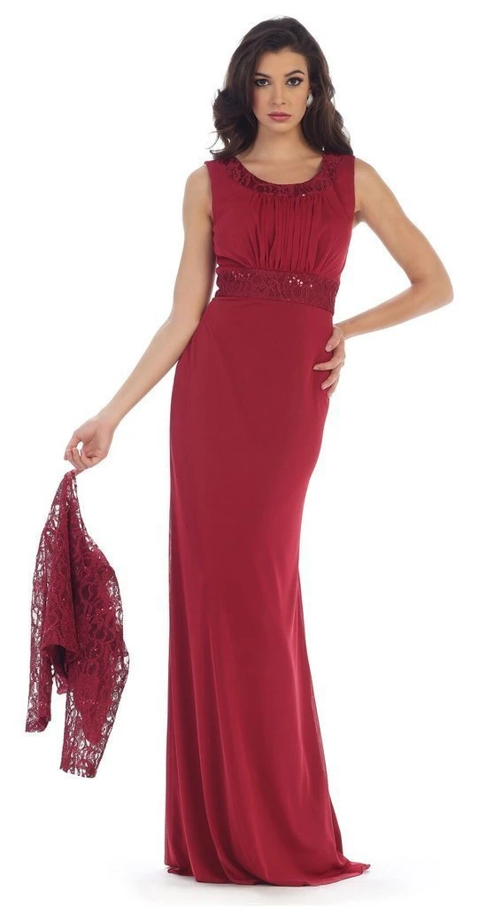 May Queen - MQ1450 Sleeveless Sequins Chiffon Dress With Lace Jacket 4 May Queen - MQ1450 Sleeveless Sequins Chiffon Dress With Lace Jacket