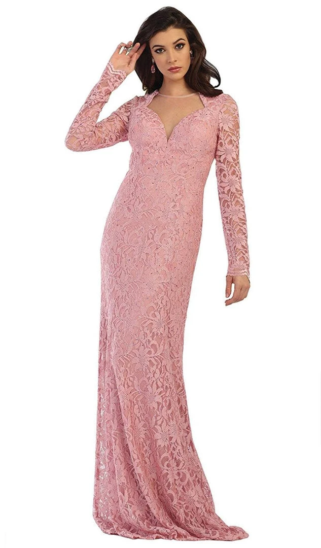 May Queen - MQ1451 Embellished Sheer Jewel Sheath Evening Dress Formal Gowns 8 May Queen - MQ1451 Embellished Sheer Jewel Sheath Evening Dress Formal Gowns