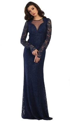 May Queen - MQ1451 Embellished Sheer Jewel Sheath Evening Dress Formal Gowns 12 May Queen - MQ1451 Embellished Sheer Jewel Sheath Evening Dress Formal Gowns