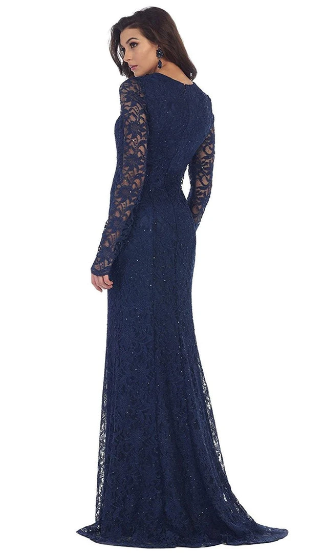 May Queen - MQ1451 Embellished Sheer Jewel Sheath Evening Dress Formal Gowns 5 May Queen - MQ1451 Embellished Sheer Jewel Sheath Evening Dress Formal Gowns