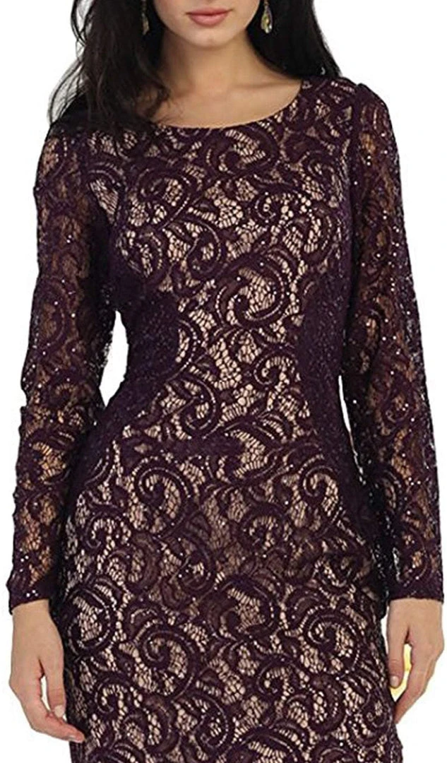 May Queen - MQ1458 Sequined Jewel Sheath Cocktail Dress Cocktail Dresses 4 May Queen - MQ1458 Sequined Jewel Sheath Cocktail Dress Cocktail Dresses