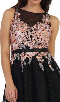 May Queen - MQ1465 Sleeveless Floral Cocktail Dress Cocktail Dresses 10 May Queen - MQ1465 Sleeveless Floral Cocktail Dress Cocktail Dresses