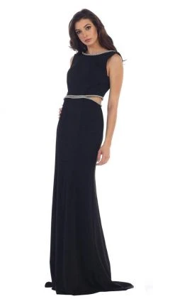 Formal Gowns May Queen - MQ1468 Sleeveless Embellished Low V-Back Evening Dress