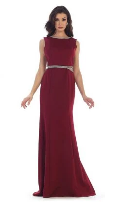 Formal Gowns May Queen - MQ1468 Sleeveless Embellished Low V-Back Evening Dress